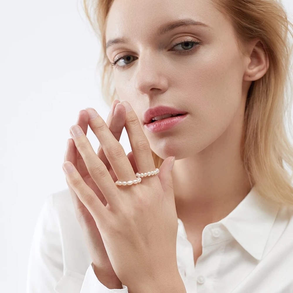 Ring freshwater pearl sterling silver 925 womens - Picture 7 of 7